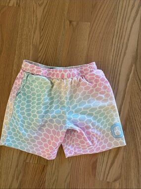 Overtime Kids Pastel Matching Rainbow Mesh Shorts with Elastic Waist